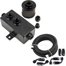 1L Oil Catch Can Reservoir Tank Breather Filter Baffled+10AN Fuel Line Kit picture