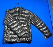 Mens New Kenneth Cole Jacket Medium Zip Snap Black Quilted Puffer Cafe Collar picture