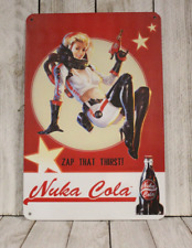 Nuka Cola Tin Metal Sign Poster Vintage Rustic Look Fallout Video Game Gamer Art picture