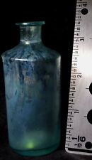 American Pontil Medicine Bottle Aqua Color 1840s Era Iridescent Patina Cracked picture