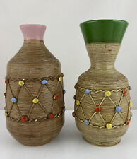 VINTAGE PAIR OF FRATELLI FANCIULLACCI MID CENTURY POTTERY VASES ITALY picture