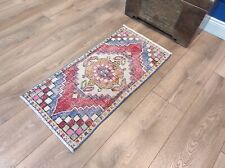 doormat rug, bathroom rug, mini vintage rug, turkish rug, 1.5 x 3.2 ft picture