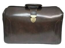 Vintage Brown Leather Case Large Doctor's/Lawyer Bag Crest lock with Keys picture