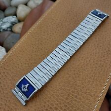 Classic 1950s Masonic White Gold Filled & Glass Golden Zephyr Vintage Watch Band picture