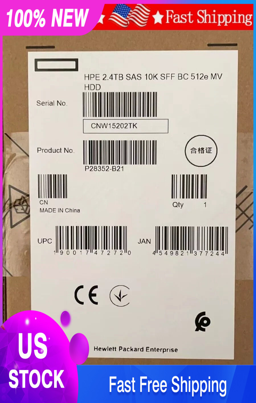 New HPE P28352-B21 P30562-001 2.4TB SAS12G 10K 2.5"SFF BC 512e MV HDD Hard