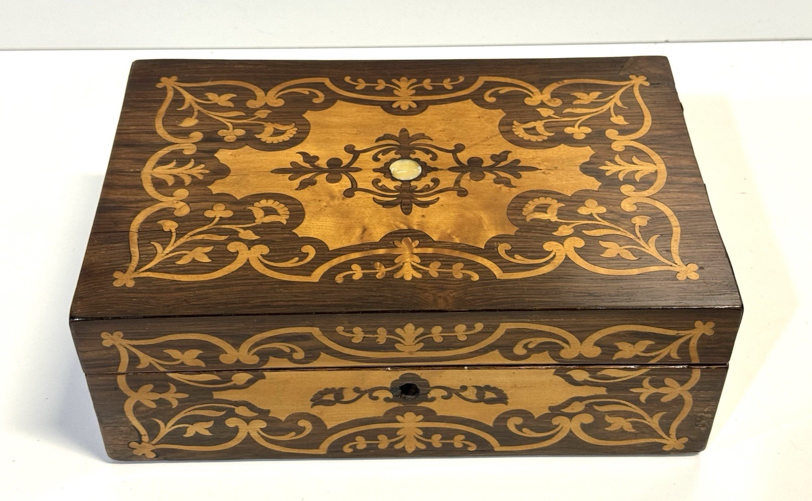 Antique Inlaid Marquetry Wood Box Antique Inlaid Marquetry Wood Box