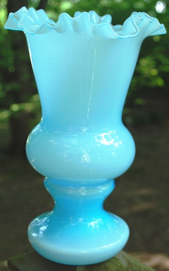 VERY RARE Vtg Fenton BLUE OVERLAY Huge 11