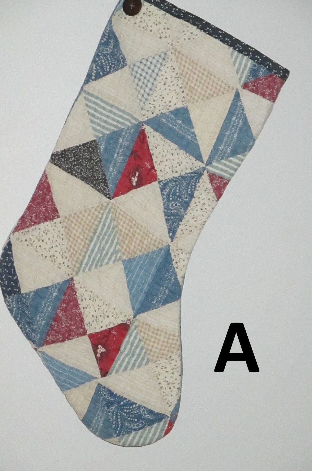 Handmade Recycled Vintage Quilt Christmas Stocking Country Patchwork Repurpose