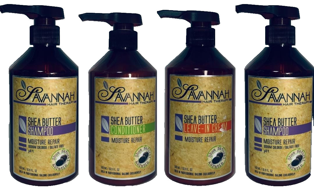 4 pc Combo Savannah Hair Therapy MOISTURE REPAIR SHAMPOO CONDITIONER CREAM 16.9