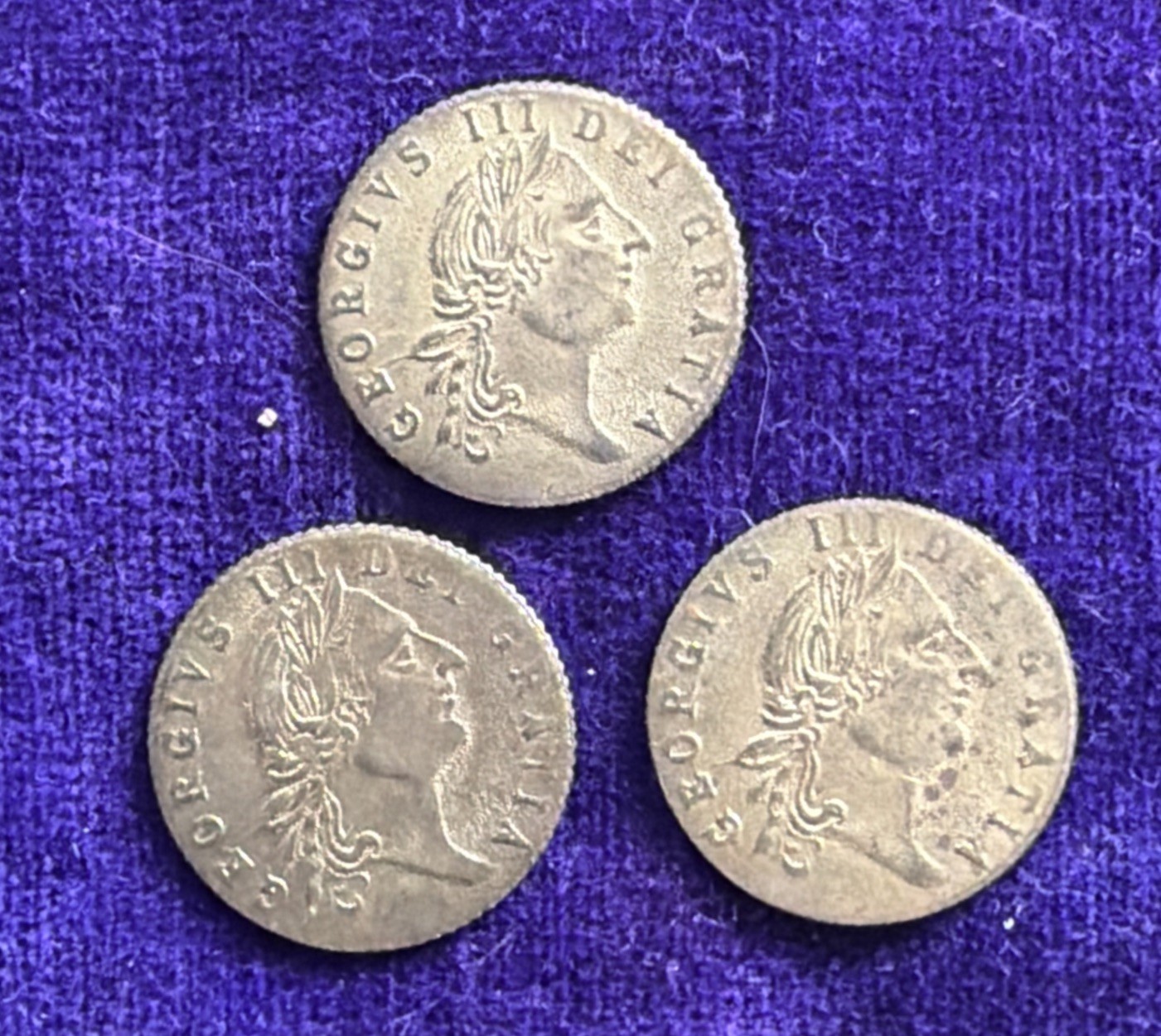 3 Antique George III gaming tokens coins half guinea Good Old Days 1788         