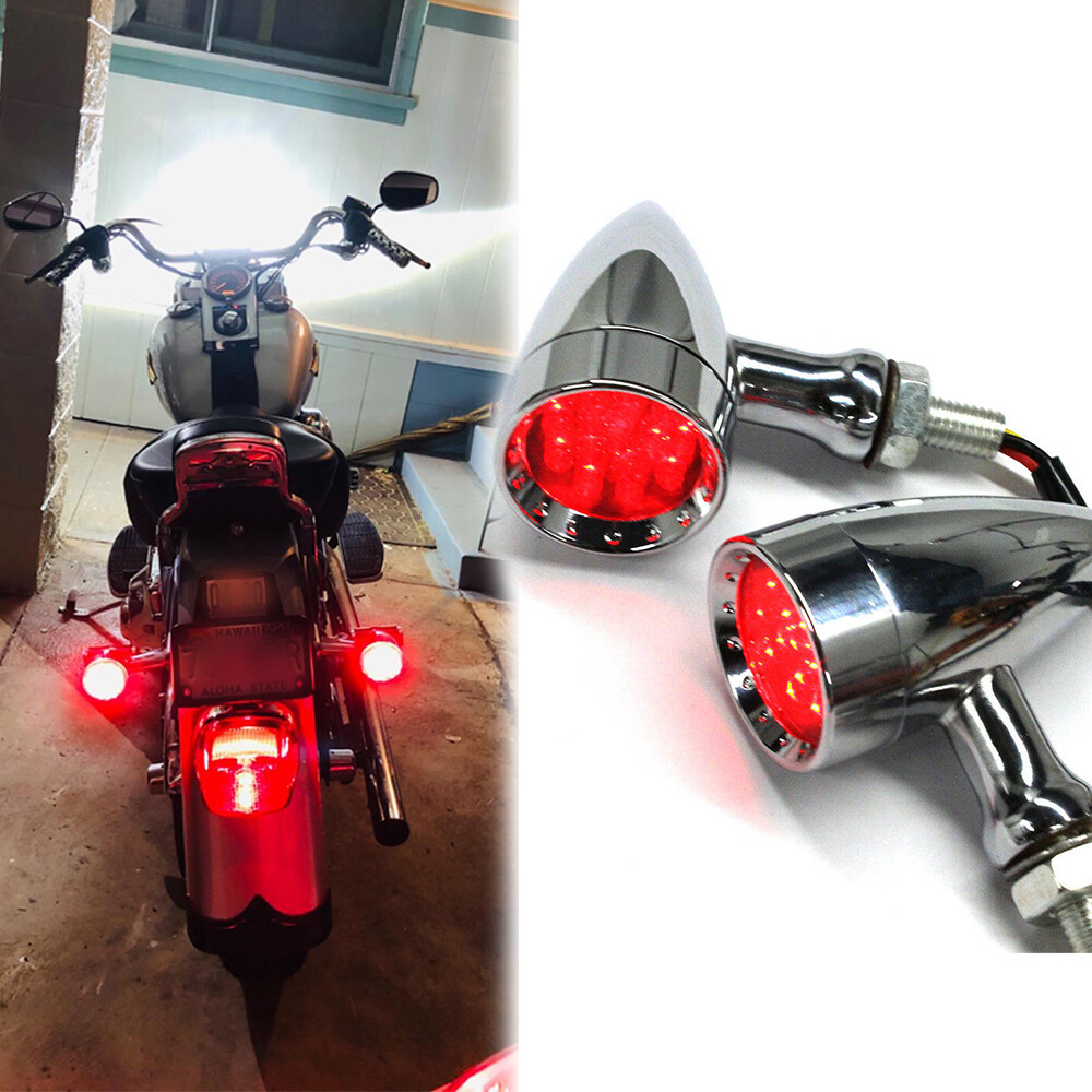 Motorcycle Chrome LED Bullet Turn Signal Lights For Harley Davidson Dyna Fatboy