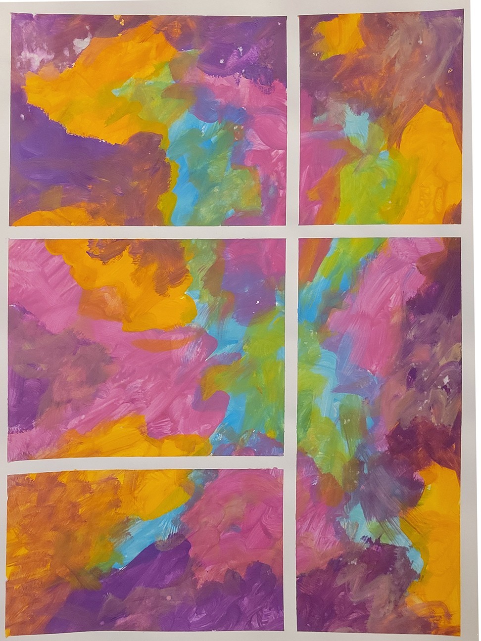 Original Abstract Painting Mixed Media Multi Panel Art Colorful Modern Wall 9x12