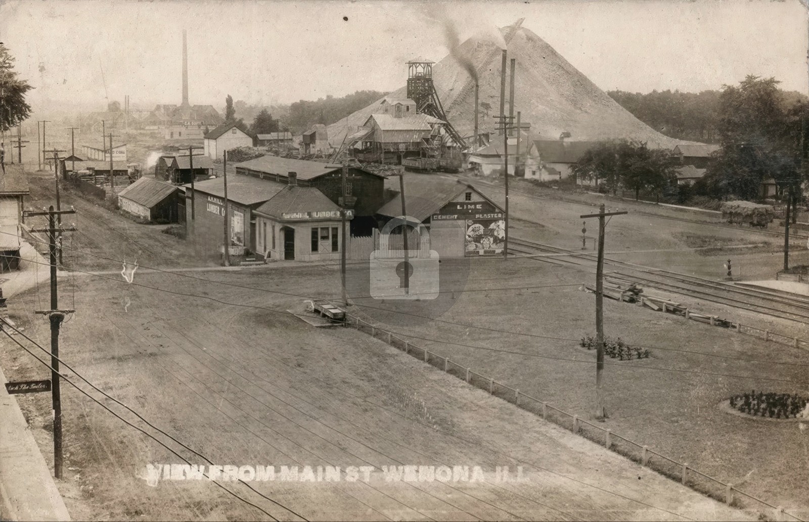 Coal Mine Mining fr Main Street WENONA IL Illinois RPPC Photo Postcard COPY Coal Mine Mining fr Main Street WENONA IL Illinois RPPC Photo Postcard COPY