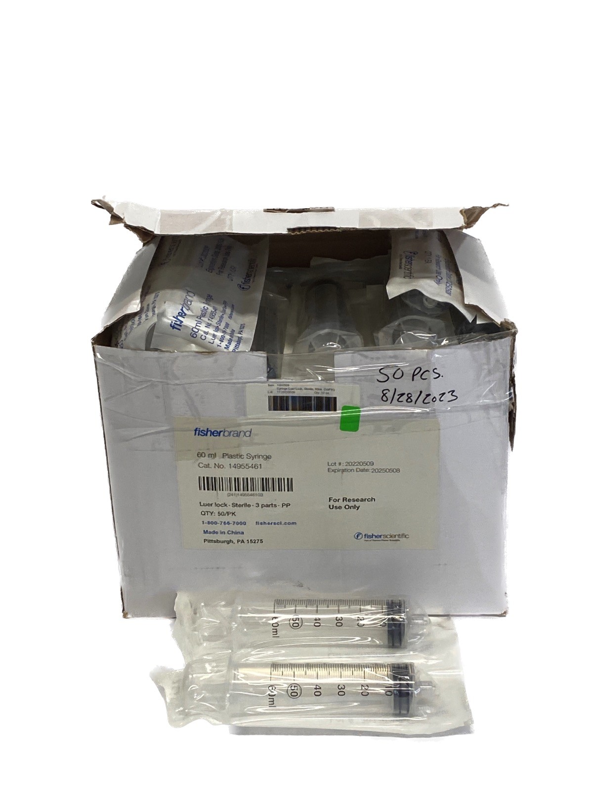 (50) FISHERBRAND 60mL General Use Disposable Plastic Syringes Luer 14-955-461 (50) FISHERBRAND 60mL General Use Disposable Plastic Syringes Luer 14-955-461