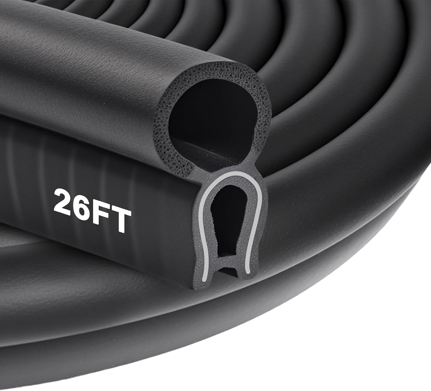 Automotive Weather Stripping 26FT - EPDM Rubber Edge Trim Car Door Seal Strip