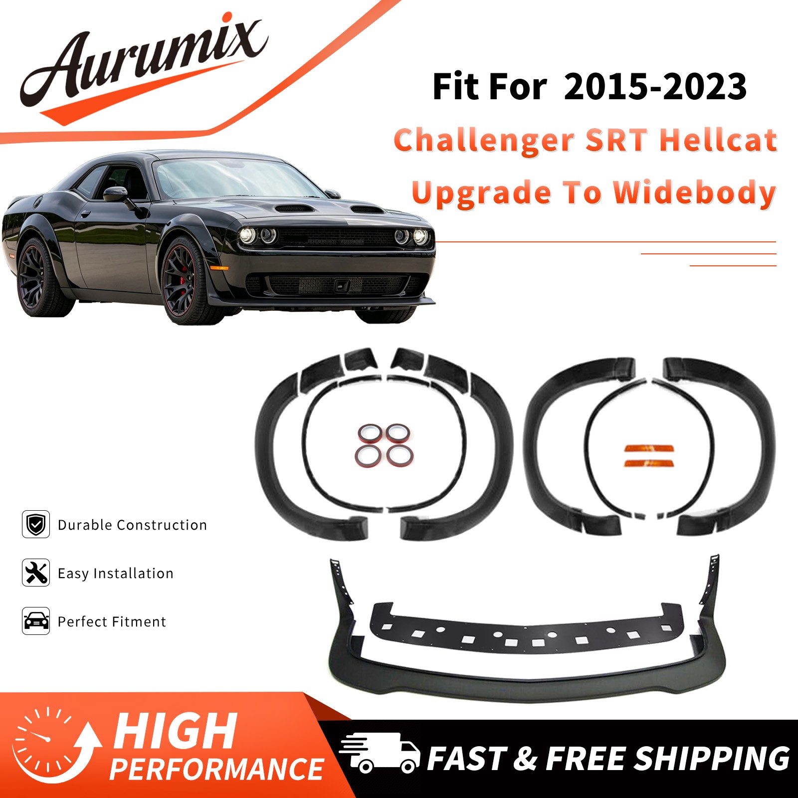 For 2015-2023 Challenger SRT Hellcat Upgrade To Widebody New Fender Flare & Lip For 2015-2023 Challenger SRT Hellcat Upgrade To Widebody New Fender Flare & Lip