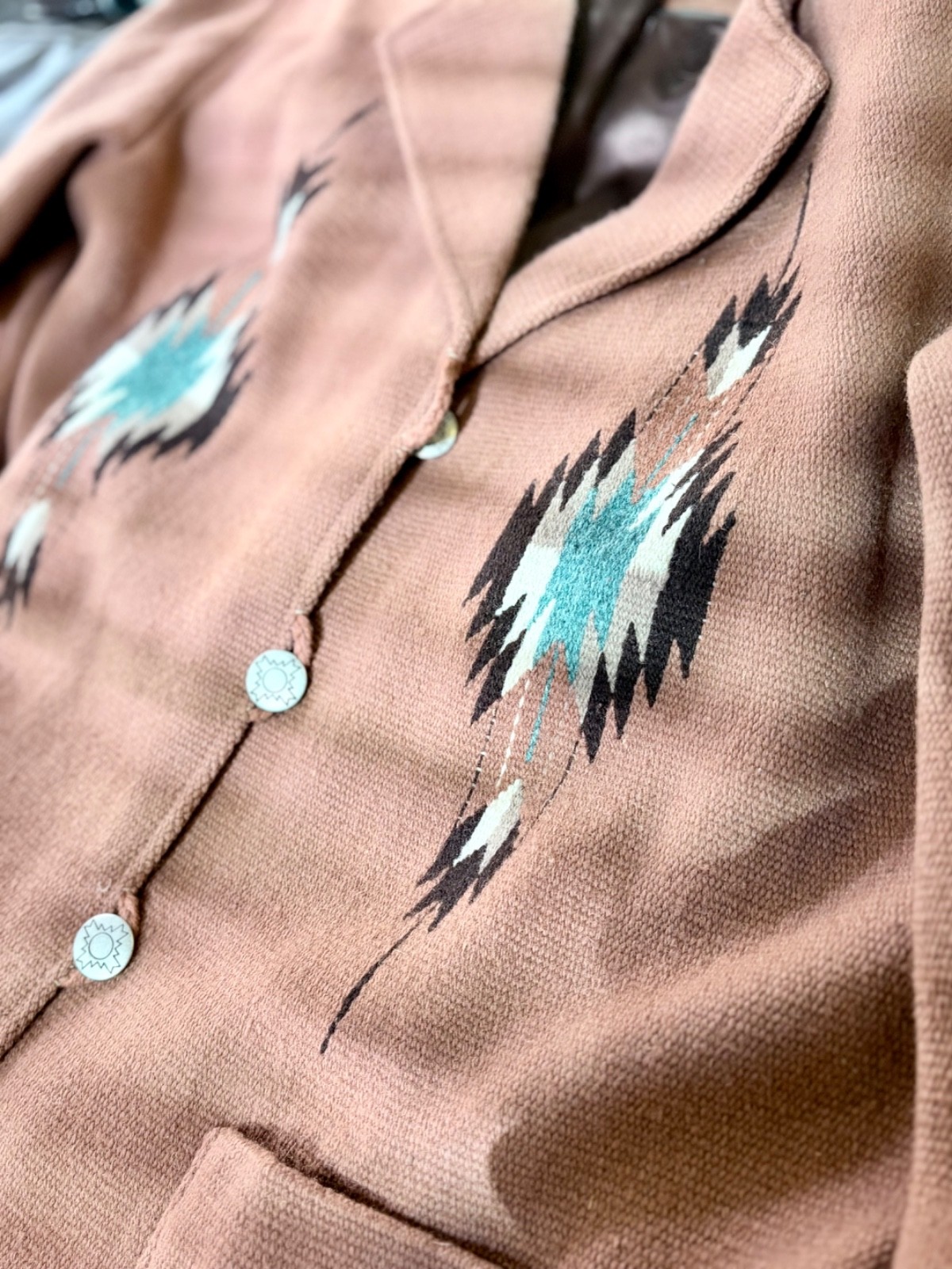 Vintage Ortega’s 100% Wool Blanket Hand Woven Brown Chimayo Jacket - XL Vintage Ortega’s 100% Wool Blanket Hand Woven Brown Chimayo Jacket - XL