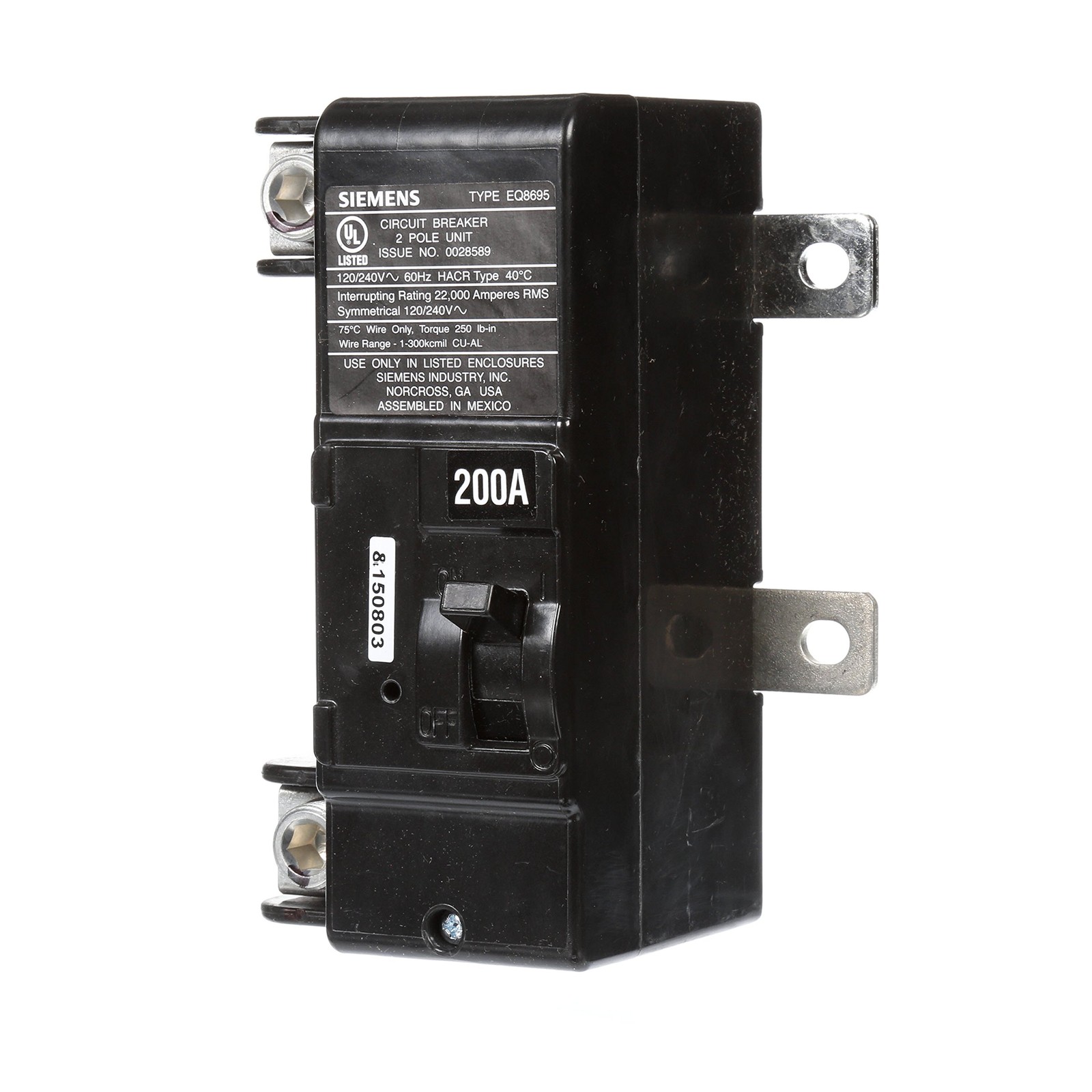 NIB - Siemens - MBK200A - Low Voltage Residential Circuit Breaker Main, Rated