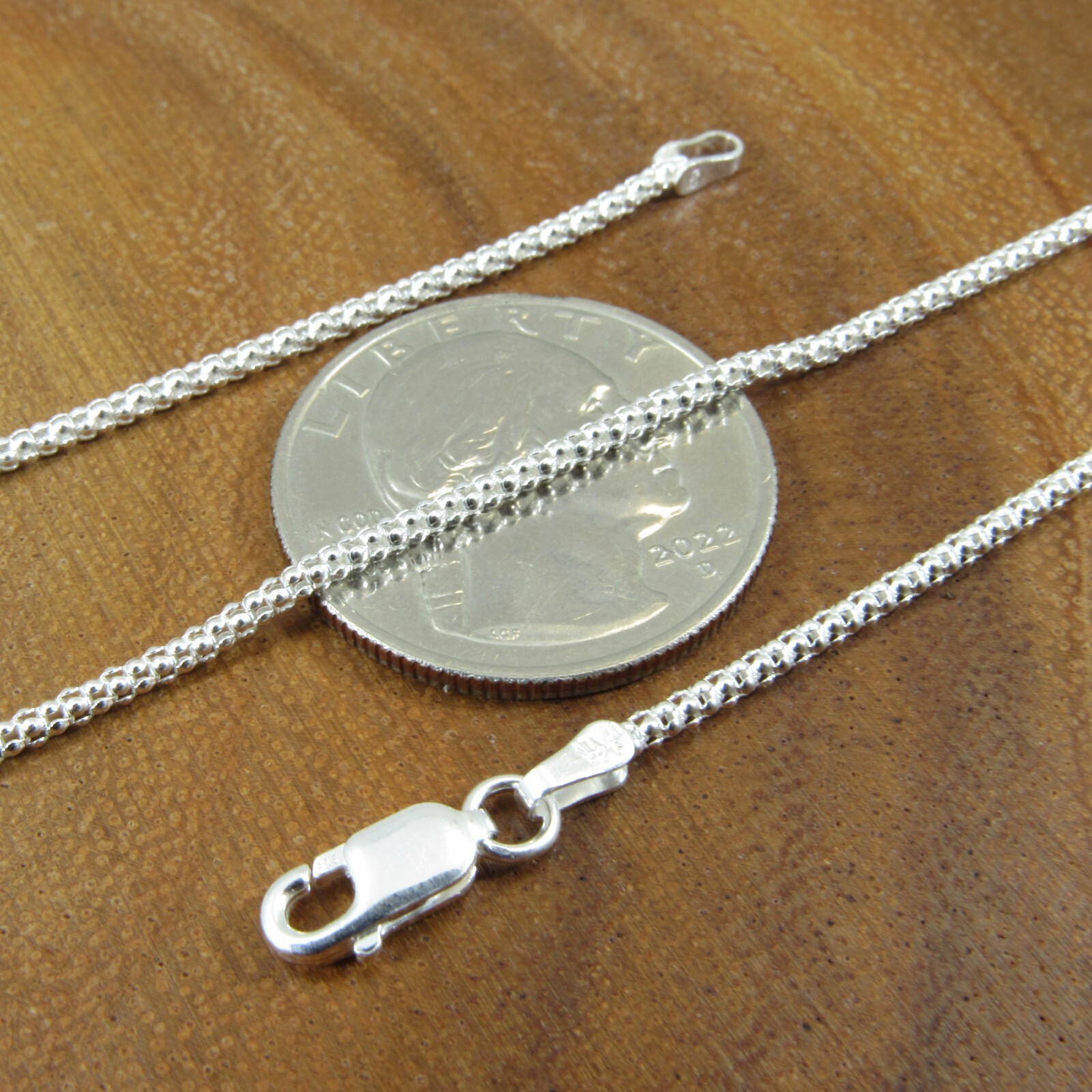 1.8MM Solid 925 Sterling Silver Womens Italian Popcorn Garland Chain Necklace