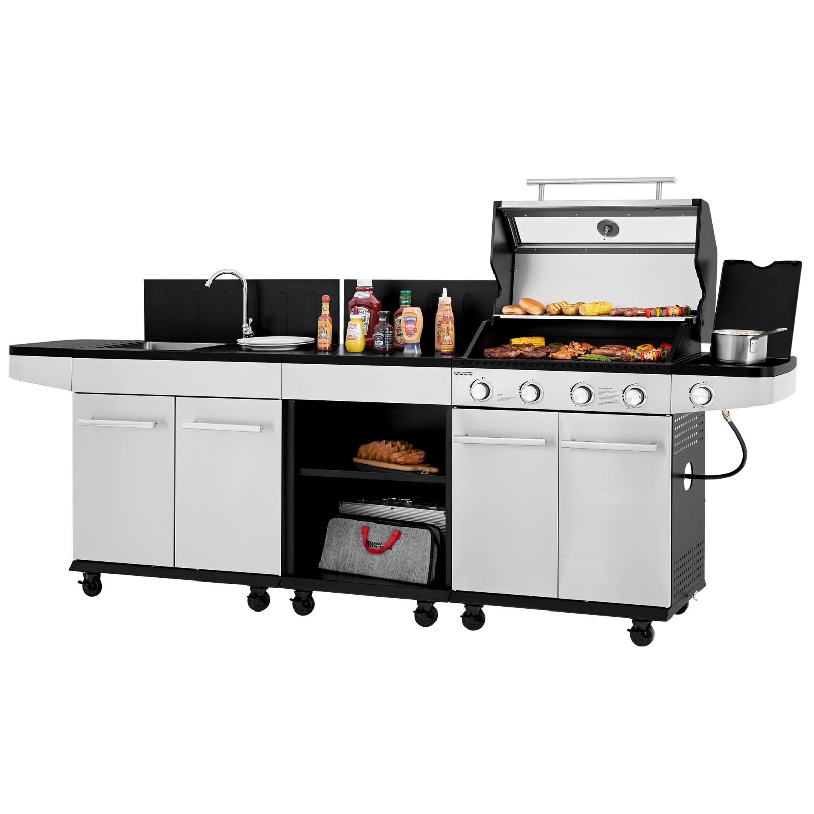 Royal Gourmet 4B Outdoor Kitchen Island Grill with Side Burner, Sink and Faucet Royal Gourmet 4B Outdoor Kitchen Island Grill with Side Burner, Sink and Faucet