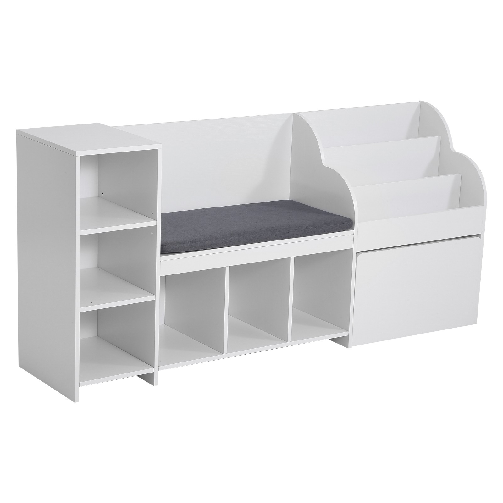 Uimoso Kids Wooden Reading Nook with Bench and Backrest, 66.9 x 15.8 x 31.5 in