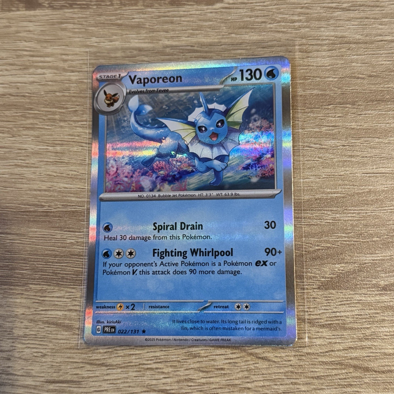 Pokémon Card Vaporeon 022/131 Holo Rare Scarlet & Violet 2023 NM-Mint