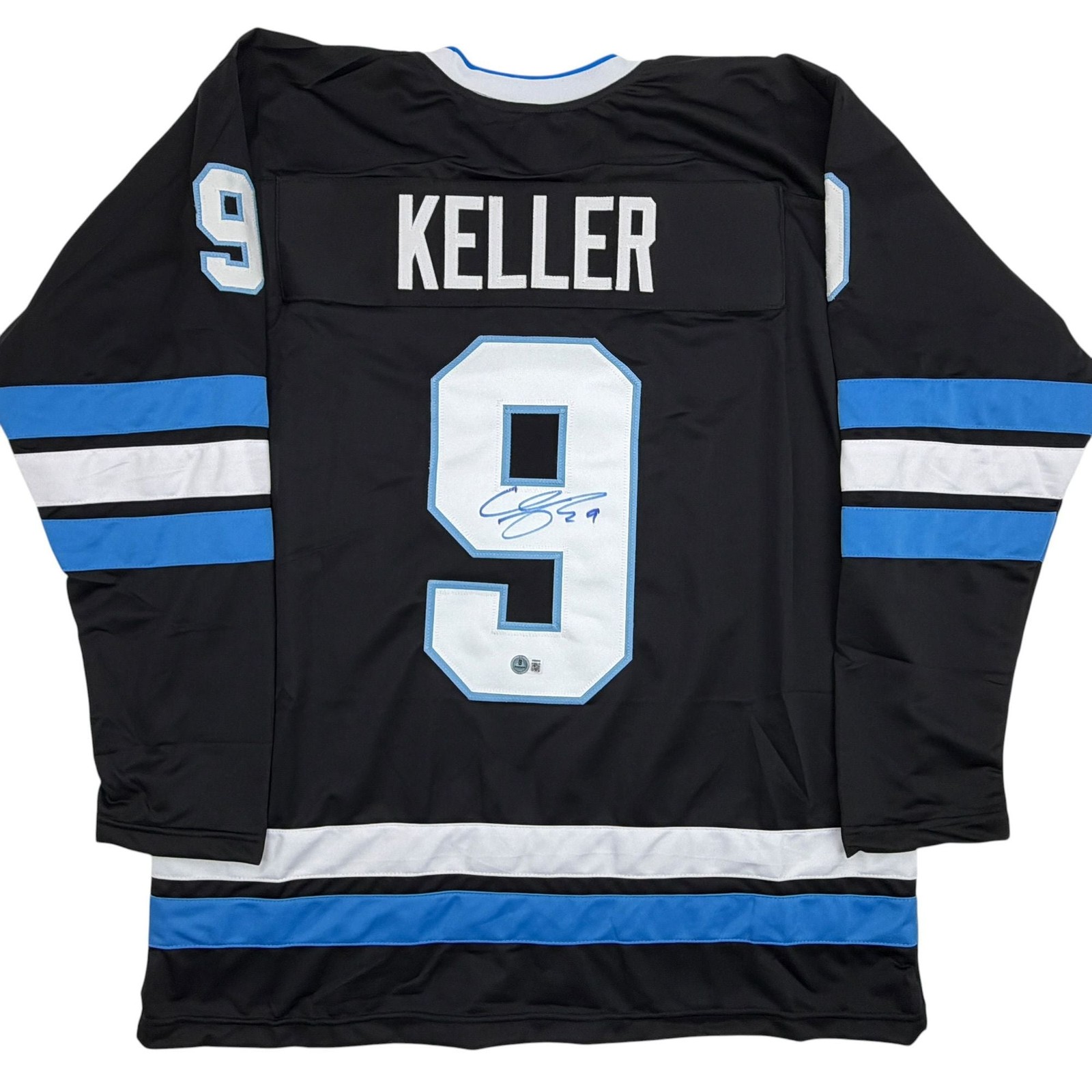 Autographed/Signed Clayton Keller Utah Black Hockey Jersey Beckett BAS COA Autographed/Signed Clayton Keller Utah Black Hockey Jersey Beckett BAS COA