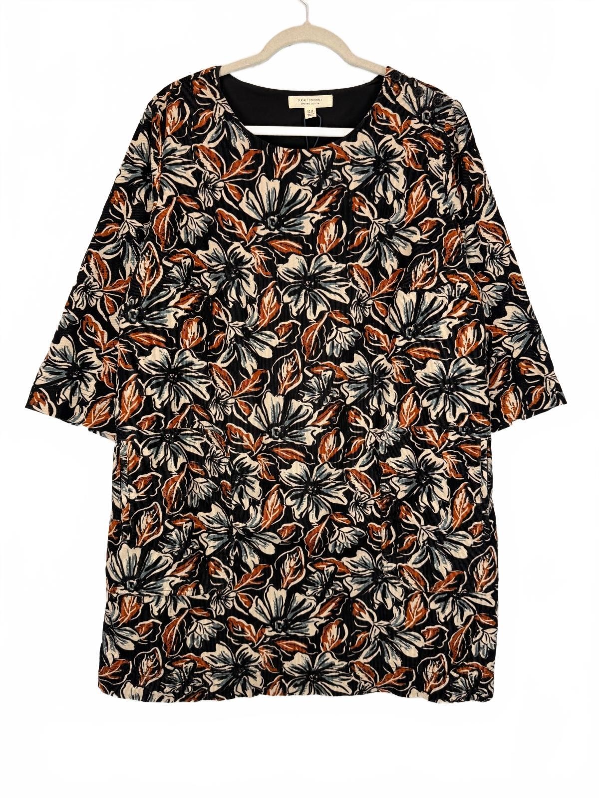 Seasalt Cornwall Womens 18 Port Gaverne Needlecord Tunic Organic Cotton Floral