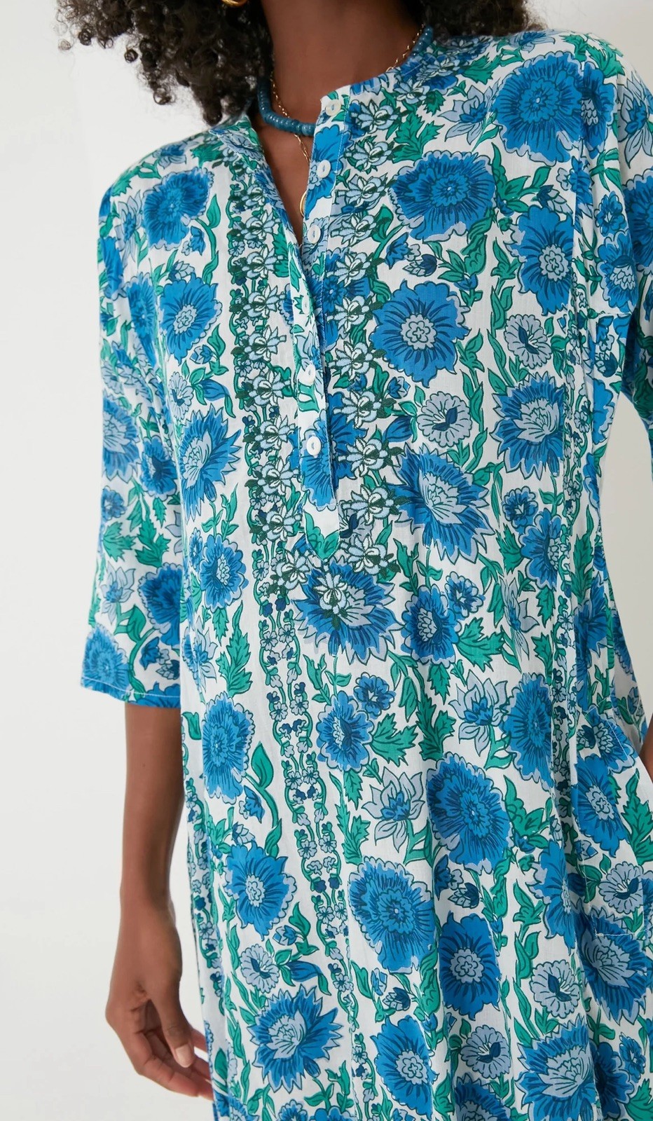 RO\'S GARDEN Blue Dijon Classic Long Kurta XL