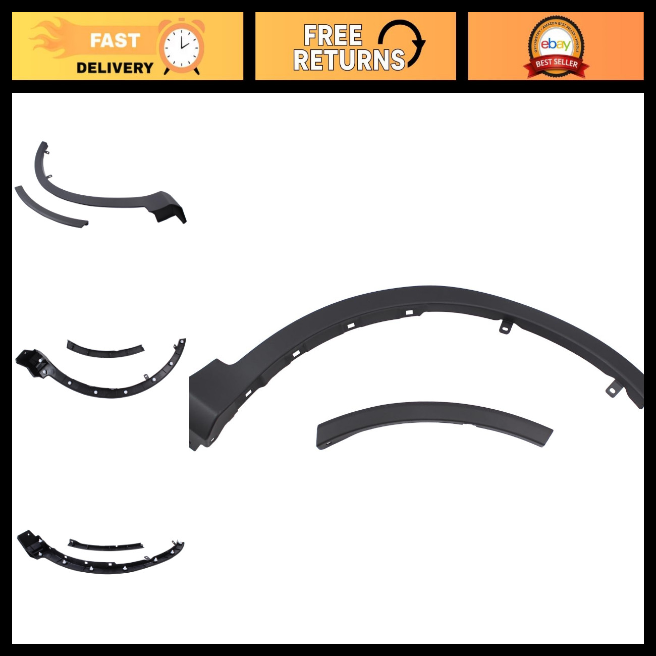 Front Passenger Side Wheel Fender Flare Trim Molding - Forward & Rear Fitment