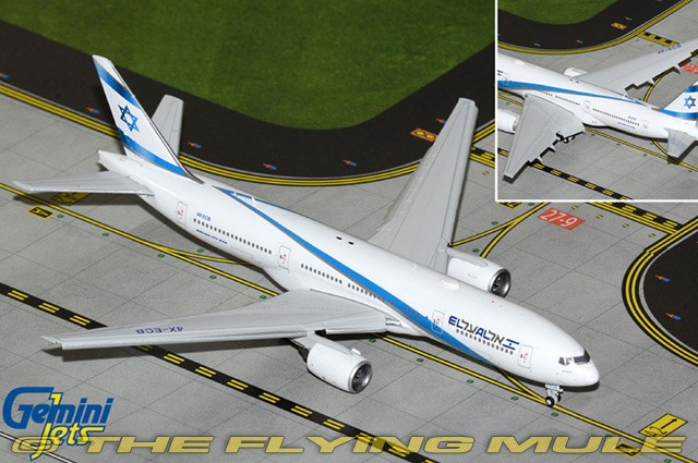 GeminiJets 1:400 777-200ER El Al Israel Airlines 4X-ECB Flaps Down