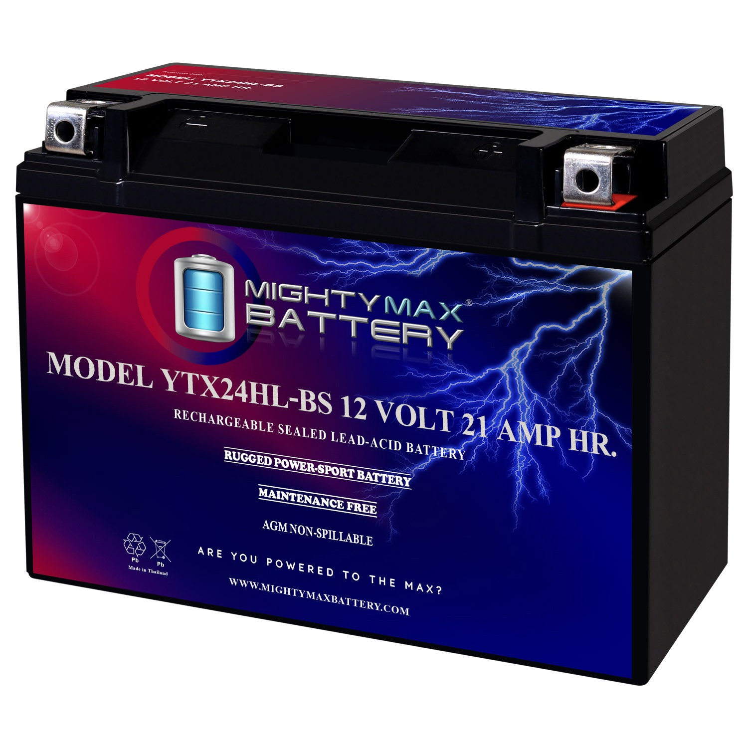 Mighty Max YTX24HL-BS 12V 21AH Battery for Honda 1500 GL1500 Gold Wing 1988-2000