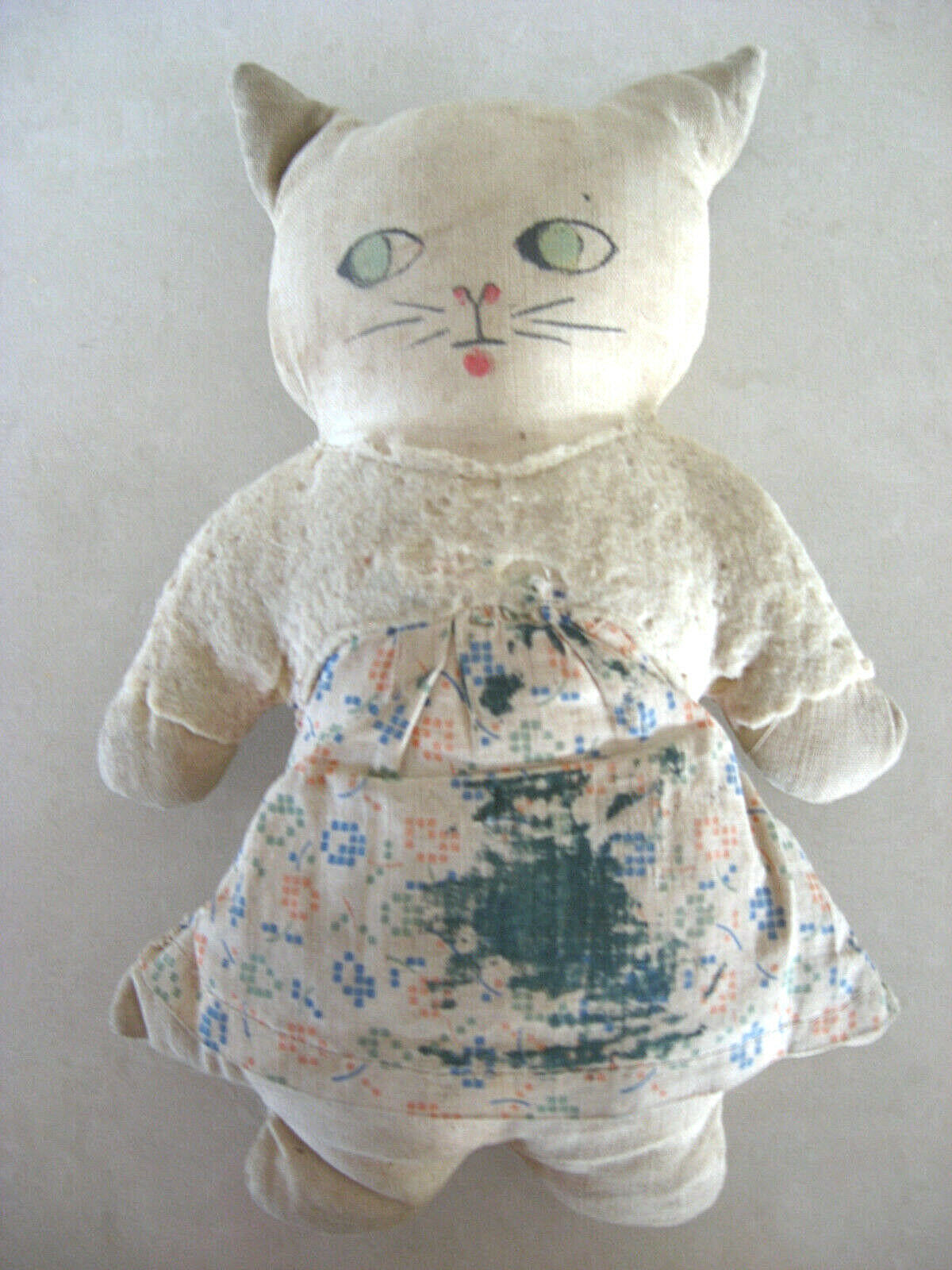 ANTIQUE 19TH - 20TH Folk Art PAINTED CLOTH CAT RAG DOLL Primitive WATCHLIST#6 ANTIQUE 19TH - 20TH Folk Art PAINTED CLOTH CAT RAG DOLL Primitive WATCHLIST#6