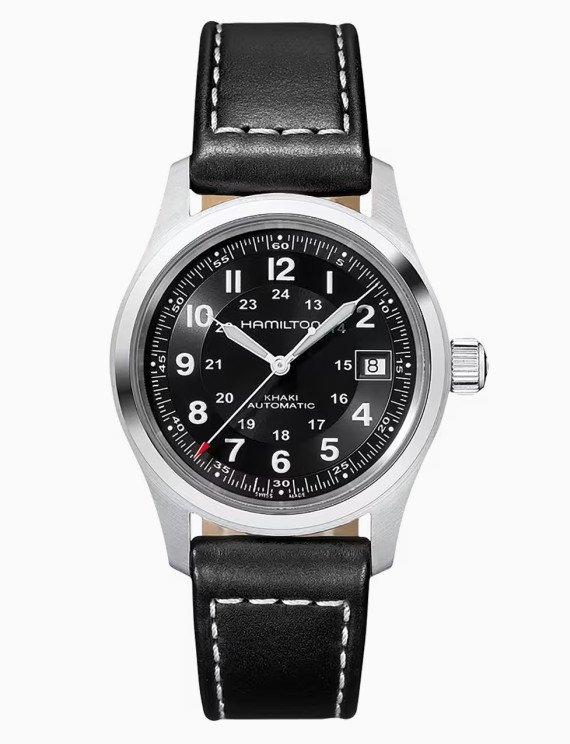 Hamilton Khaki Field Automatic Black Dial Leather Strap Men\'s Watch H70455733