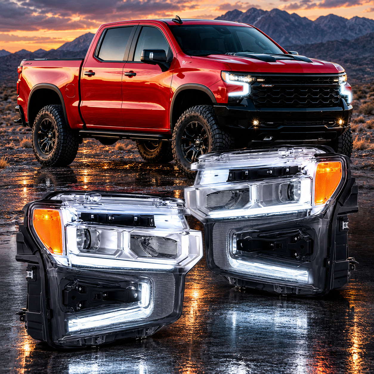 2*VLAND For 2022-2024 Chevrolet Silverado 1500 Full LED Projector Headlights
