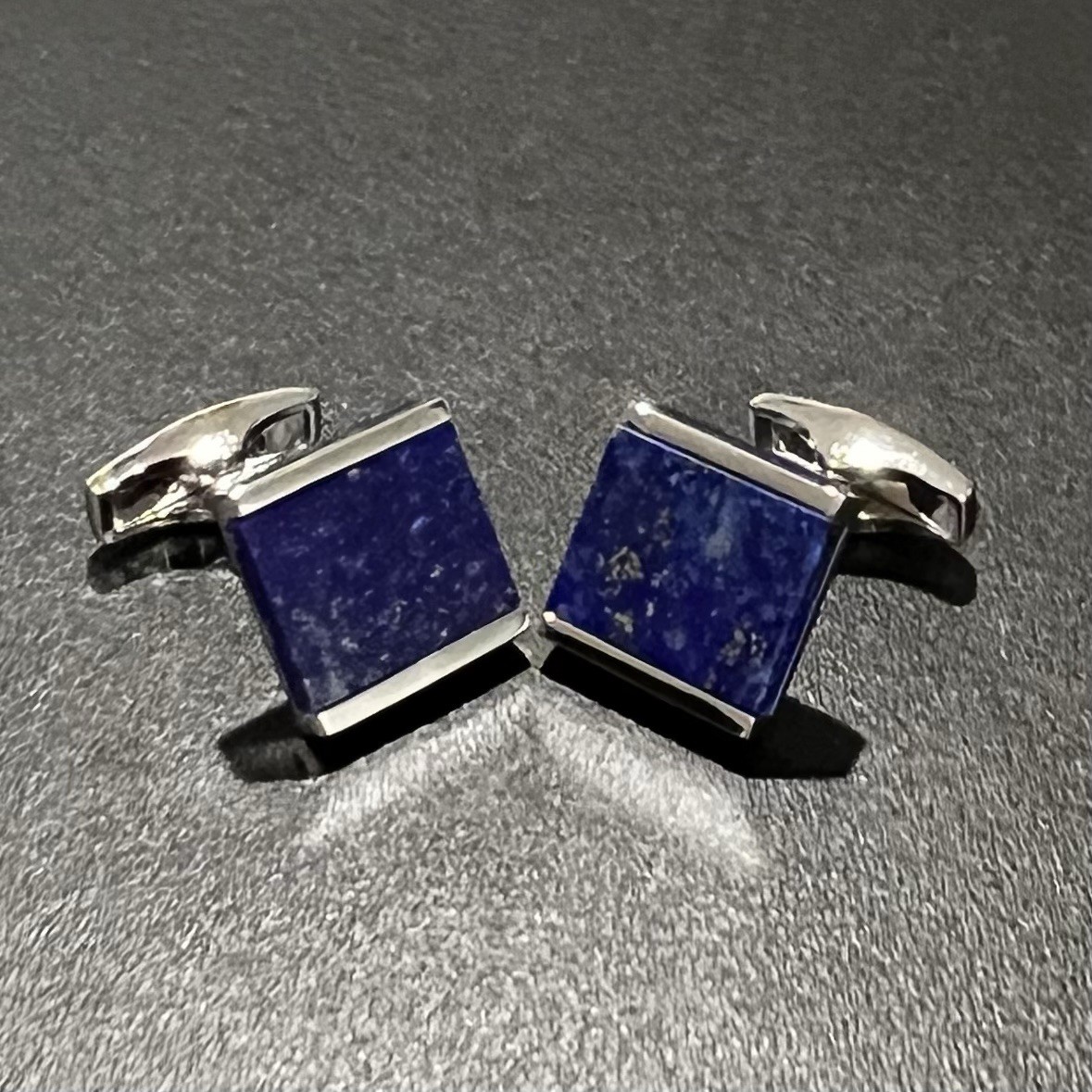 925 Sterling Silver Lapis Lazuli Stone Cufflinks In Box Men Silver Cufflink Gift