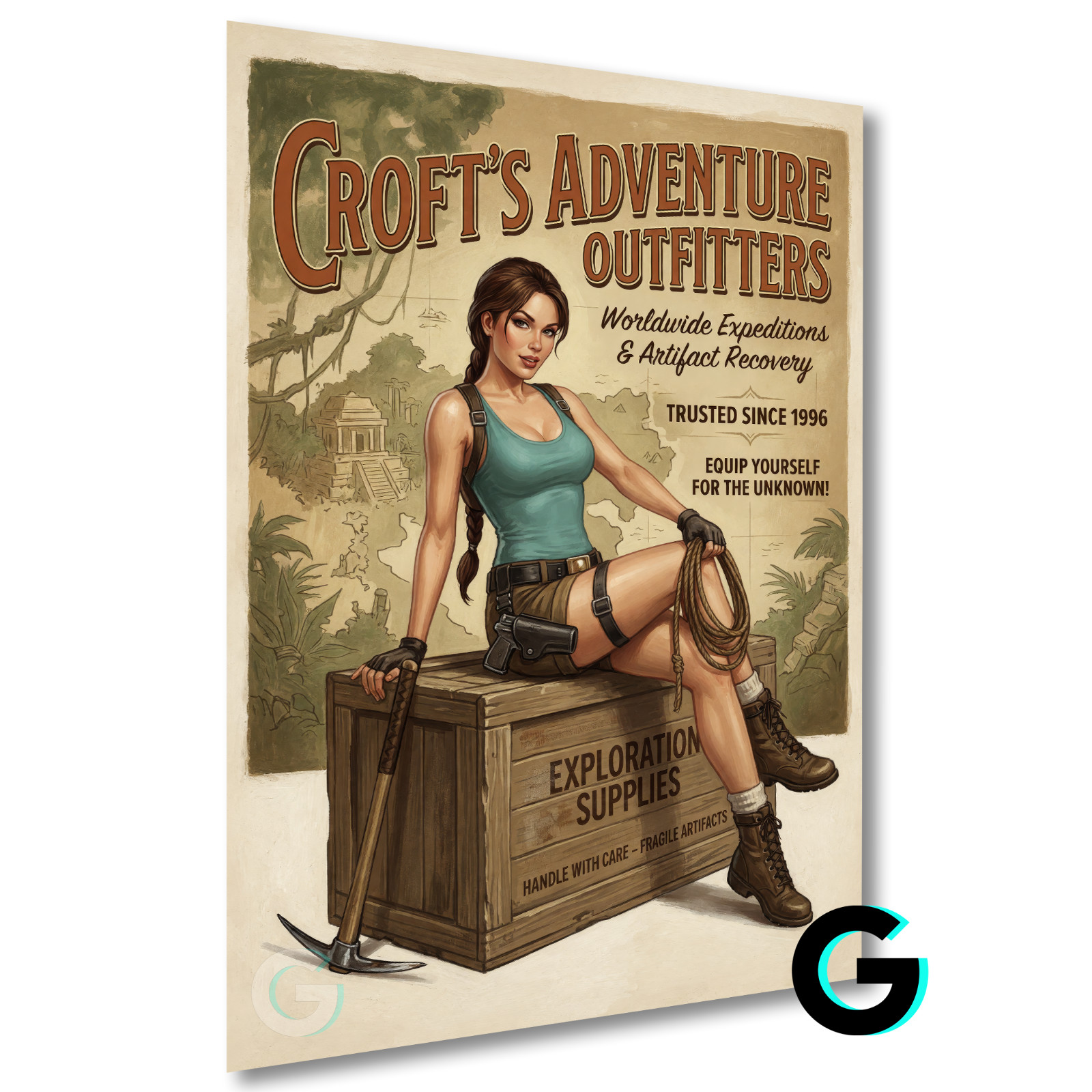 Lara Croft Tomb Raider Retro Style Advertisement Poster 66lb Heavyweight Print