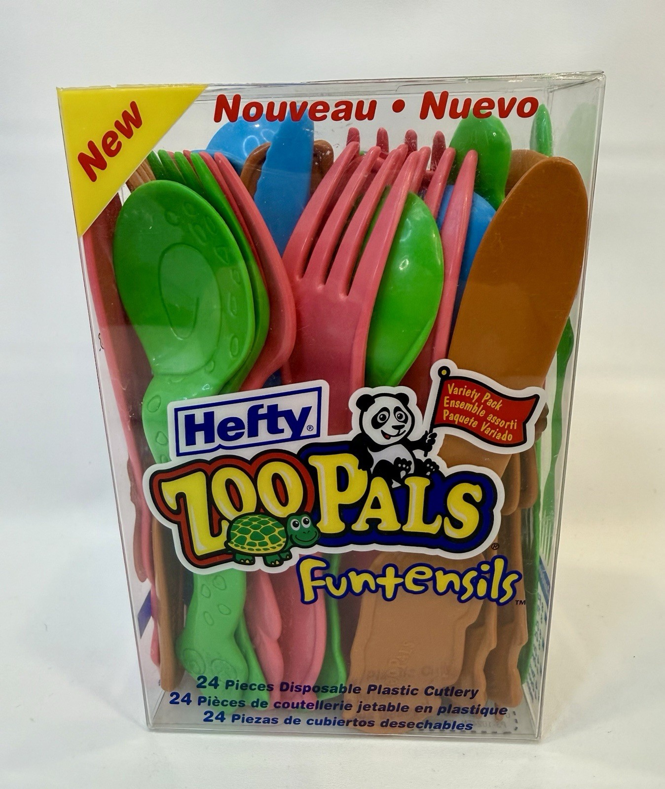 Vintage Hefty ZOO PALS Utensils Animal Funtensils Full Set Of 24: New, Open Box