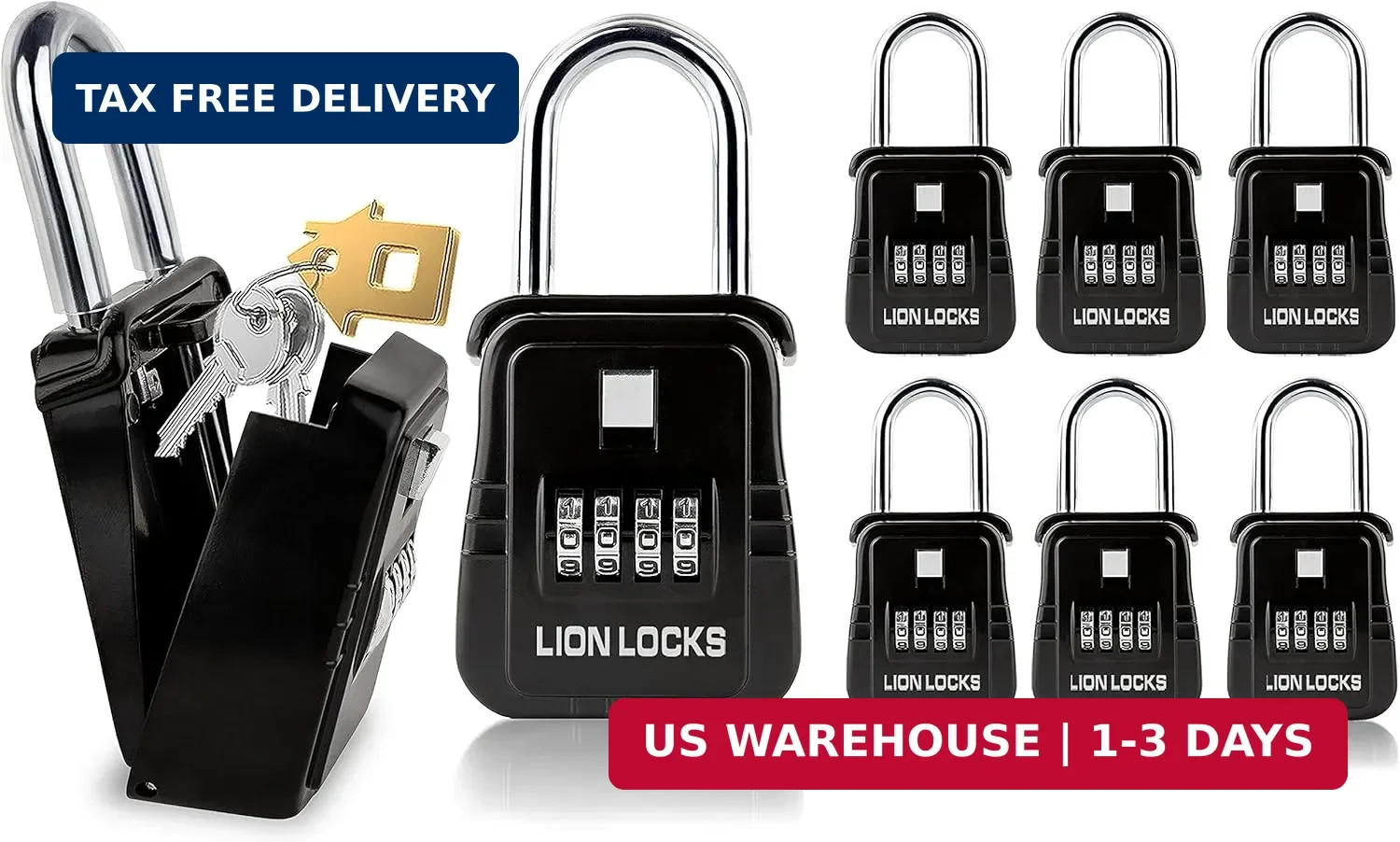 Lion Locks 1500 Key Lock Box with Code, Lockbox for Keys Outdoor, Realtor Lock B
