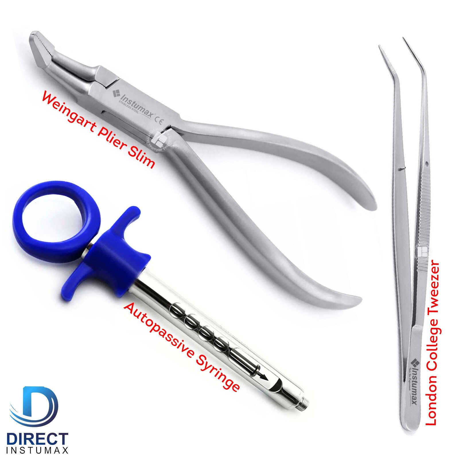 3Pcs-Professional Dental Surgical Tools Weingart Plier Slim Auto Passive Syringe 3Pcs-Professional Dental Surgical Tools Weingart Plier Slim Auto Passive Syringe
