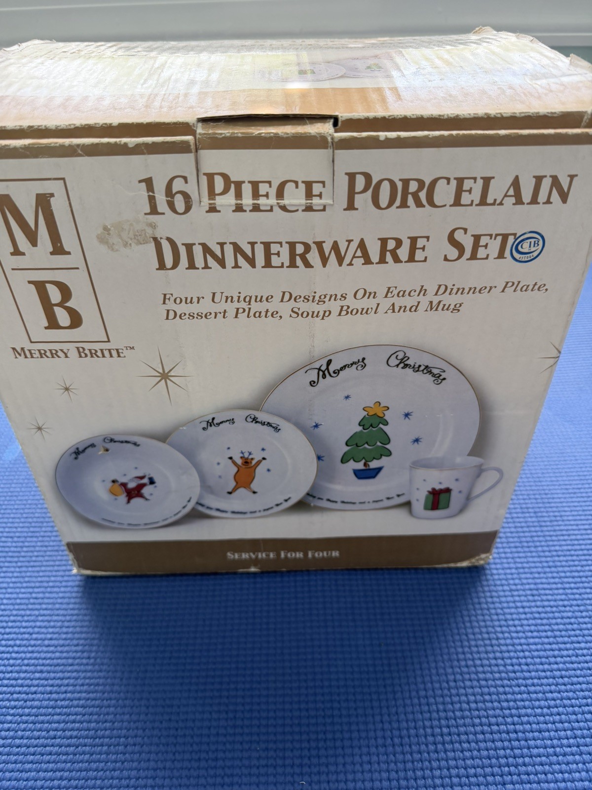 NEW Vintage Merry Brite Christmas Porcelain Dinnerware Set Service For Four NEW Vintage Merry Brite Christmas Porcelain Dinnerware Set Service For Four