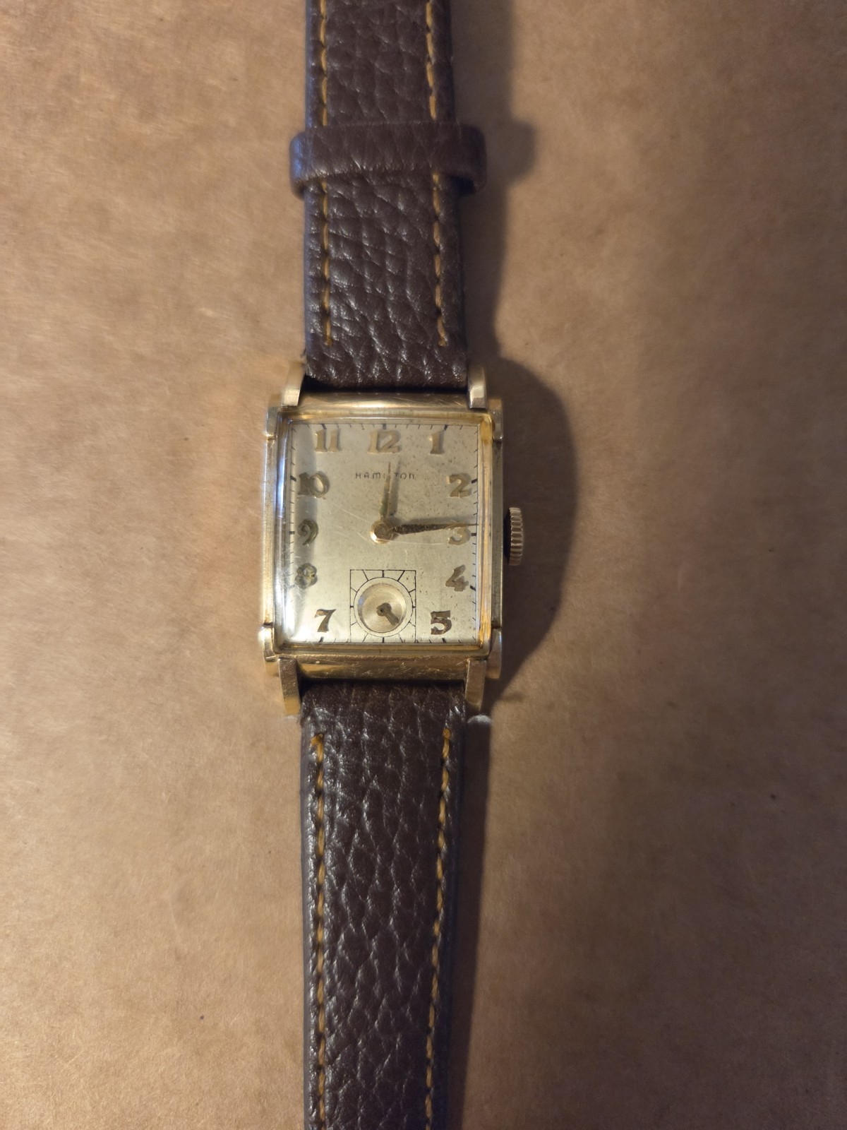 Vintage 1940s Hamilton Perry Tank WATCH 982 14K GF Manual Wind RUNNING Vintage 1940s Hamilton Perry Tank WATCH 982 14K GF Manual Wind RUNNING