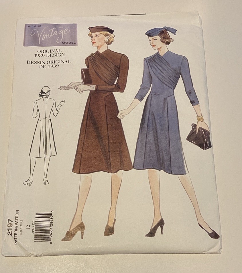 Vogue Vintage Retro Pattern 2197 Dress 1939 Original Design Size 12 UC FF Vogue Vintage Retro Pattern 2197 Dress 1939 Original Design Size 12 UC FF
