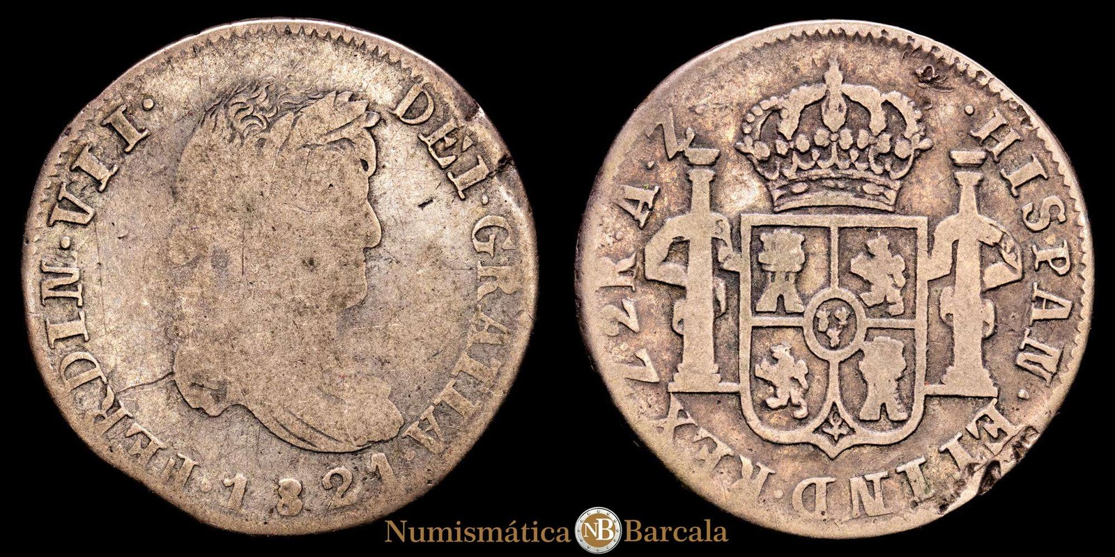 Fernando VII 2 Reales (6,81 gramosg) 1821 Zacatecas (México) AZ Aureo y Calicà Fernando VII 2 Reales (6,81 gramosg) 1821 Zacatecas (México) AZ Aureo y CalicÃ