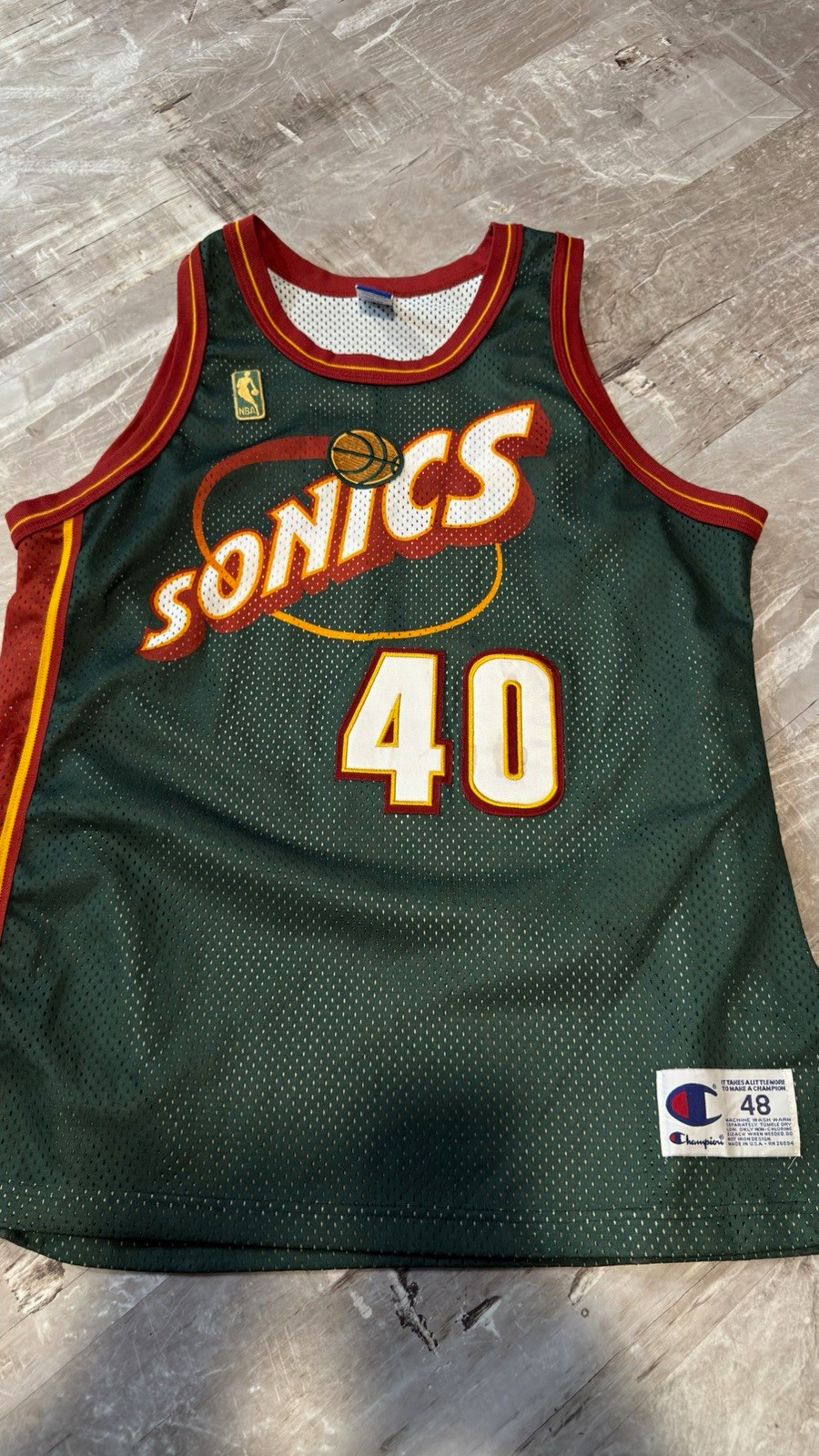 Champion Authentic Seattle SuperSonics Shawn Kemp #40 Mesh Jersey Size 48 Champion Authentic Seattle SuperSonics Shawn Kemp #40 Mesh Jersey Size 48