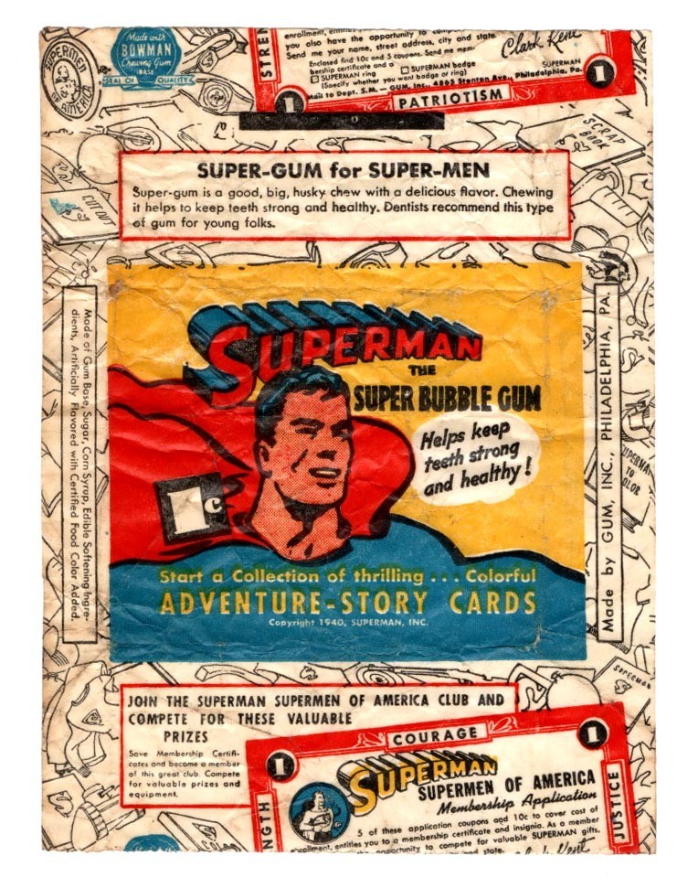 1940 Gum Inc. R145 Superman Gum Wax Pack Rookie Year Wrapper VERY SCARCE 1940 Gum Inc. R145 Superman Gum Wax Pack Rookie Year Wrapper VERY SCARCE