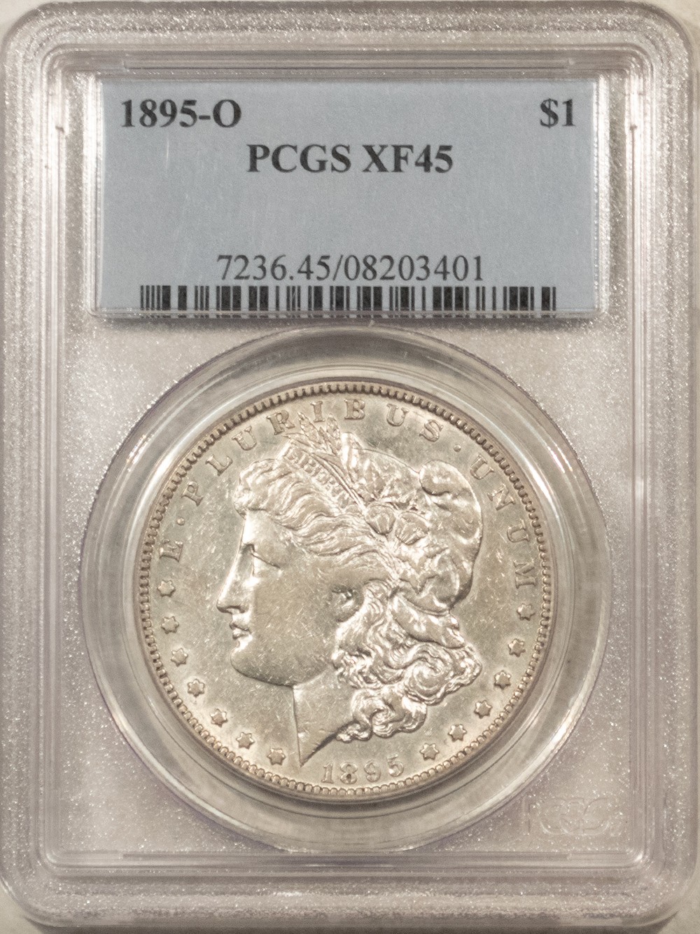 1895-O $1 MORGAN DOLLAR - PCGS XF-45, WHITE & CLOSE TO ABOUT UNCIRCULATED 1895-O $1 MORGAN DOLLAR - PCGS XF-45, WHITE & CLOSE TO ABOUT UNCIRCULATED