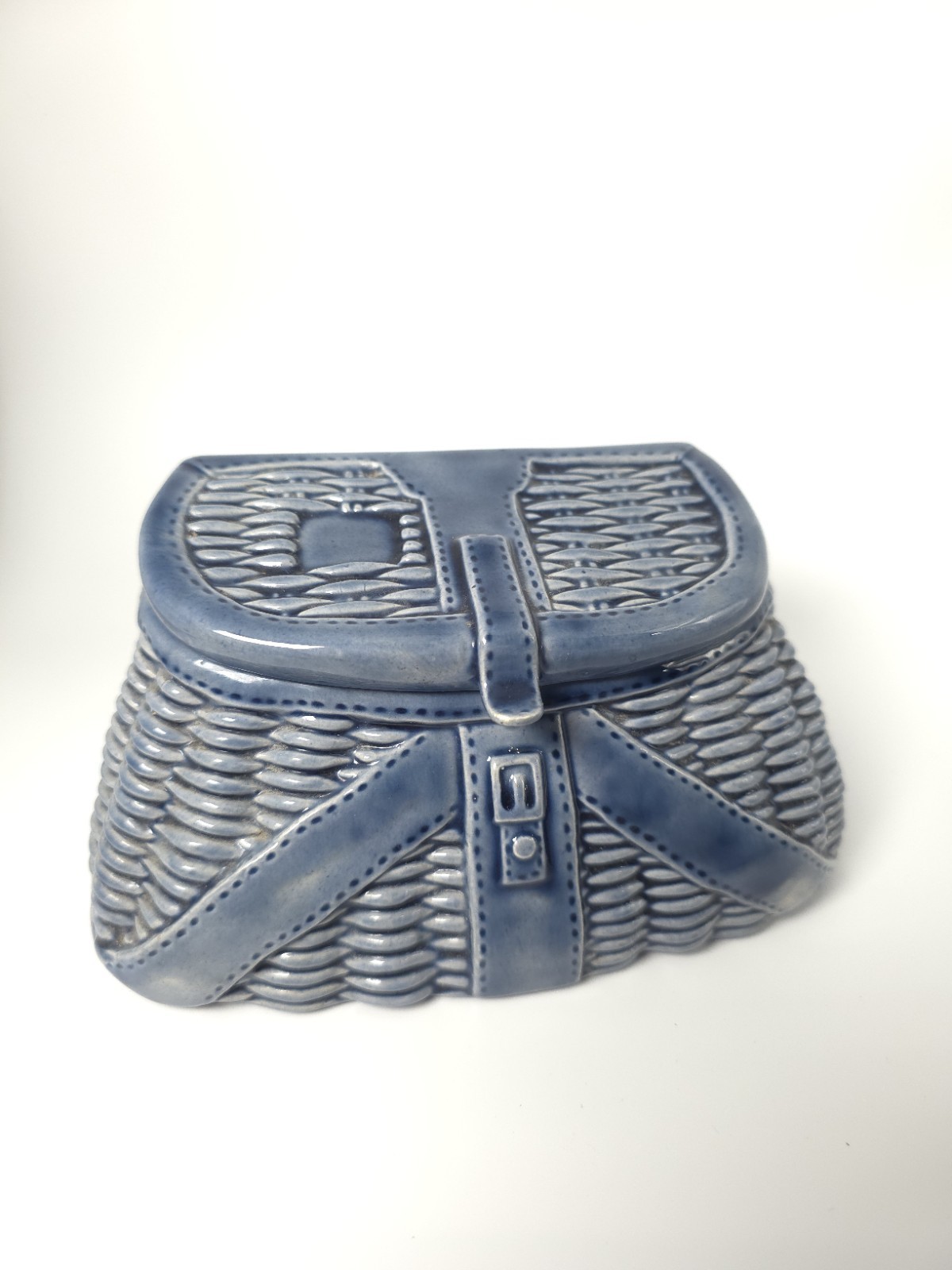 Vintage Ceramic Porcelain Purse Basket Trinket Bank 