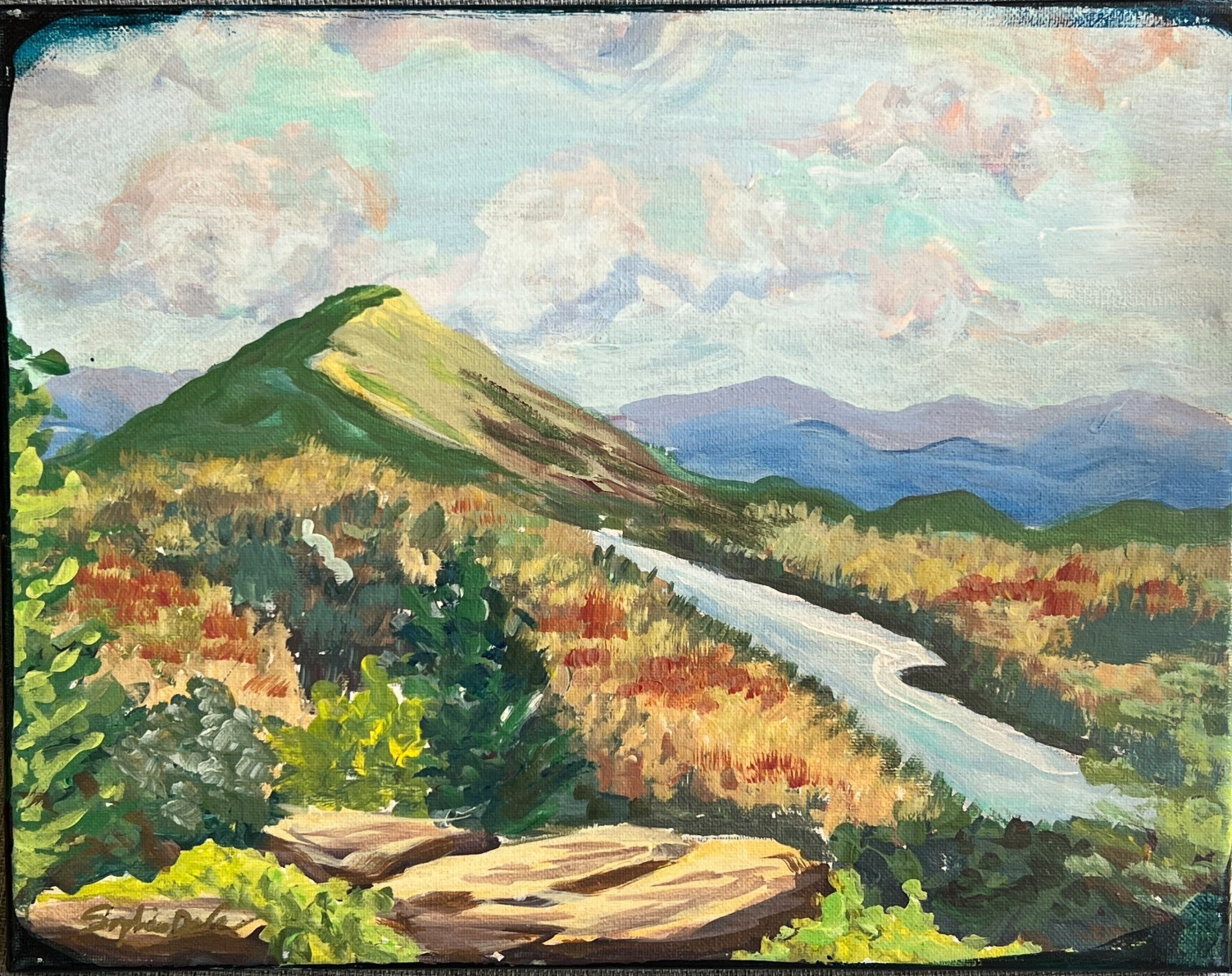 Sophie Dare, Original Art, 11X14 Acrylic canvas OUTLANDER Frasers Ridge Blue