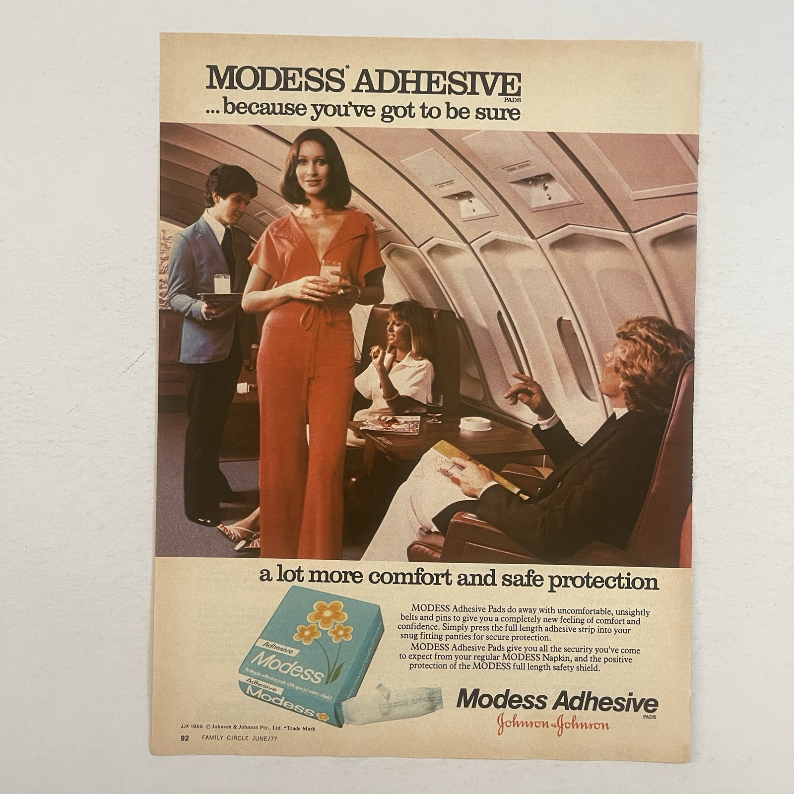 Modess Adhesive Pads Feminine Hygiene Magazine Advert~ Vintage 1977 PRINT AD 70s